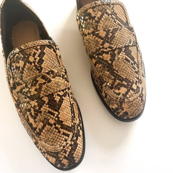 Zara Croco Printed Brown Flat Loafers Size 38 | 7.5 Women’s - Picture 3 of 10